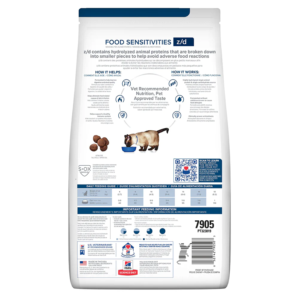 Hill's Prescription Diet z/d Concentrado para Gato sensibilidades alimentarias 4 Lb (1,81) - Image 2