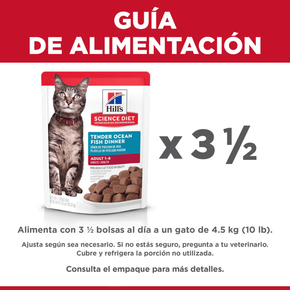 Hill's Science Diet alimento húmedo en pouch para gato adulto sabor pescado 79g - Image 3
