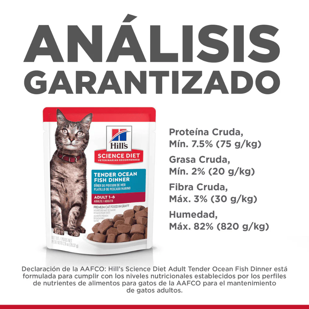 Hill's Science Diet alimento húmedo en pouch para gato adulto sabor pescado 79g - Image 5
