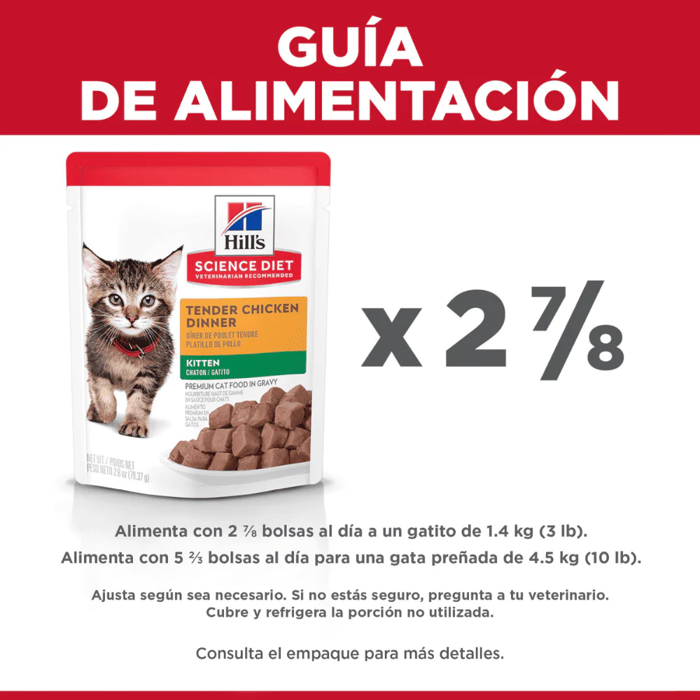 Hill's Sciende Diet Kitten alimento húmedo en pouch para gatito sabor pollo 79g - Image 5